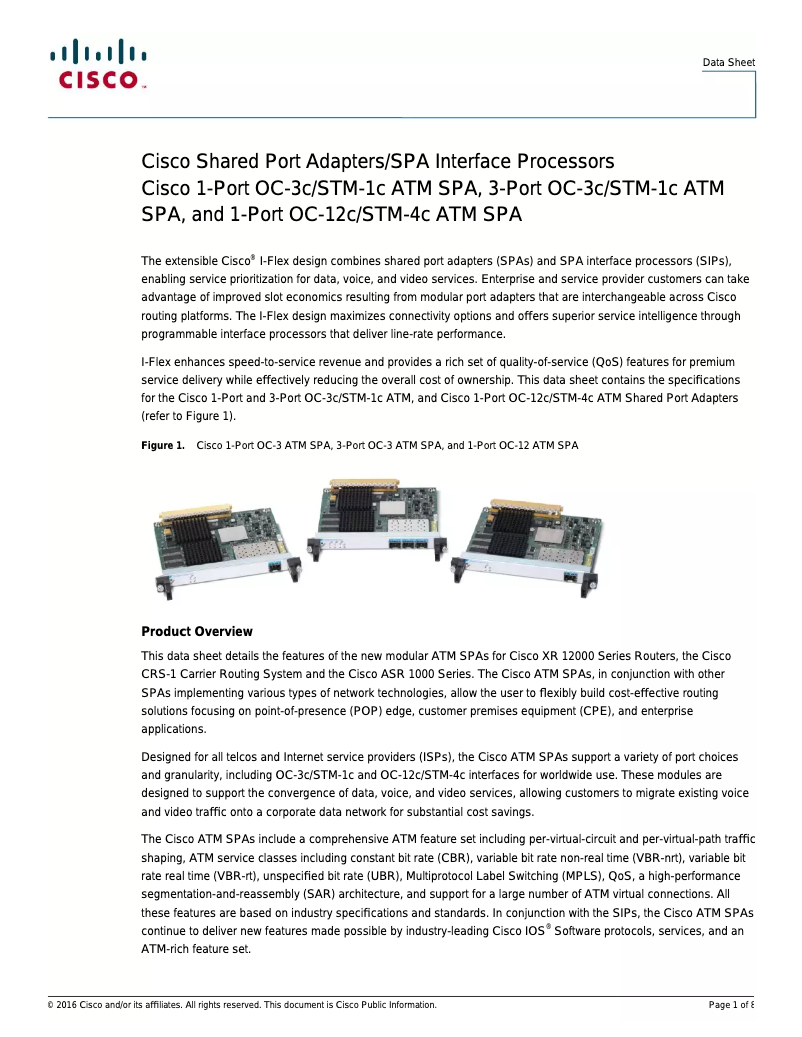Page 1 de la notice Manuel utilisateur Cisco SPA-1XOC3-ATM-V2