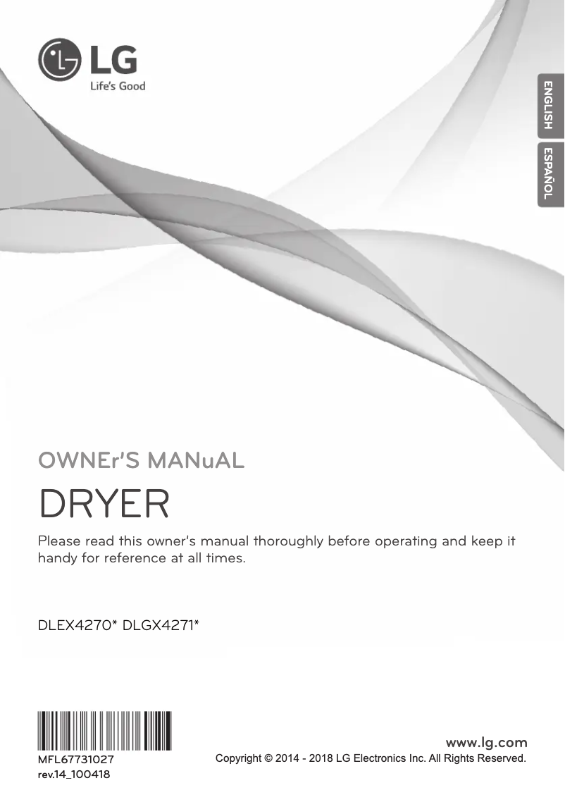 Page 1 of the manual User Manual LG DLGX4271W