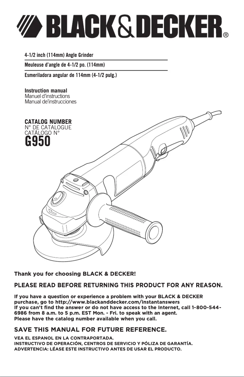 Page 1 de la notice Manuel utilisateur Black & Decker G950