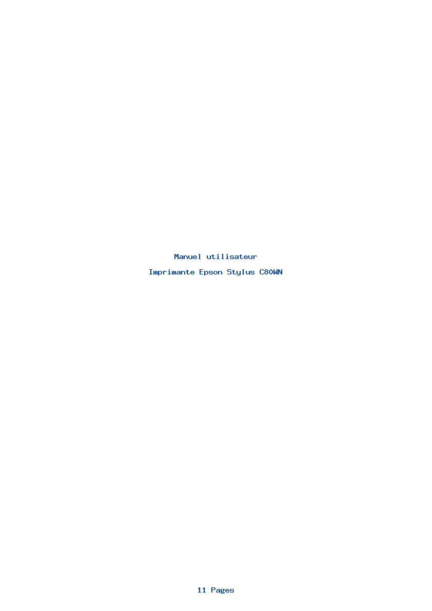 Page 1 de la notice Manuel utilisateur Epson Stylus C80WN