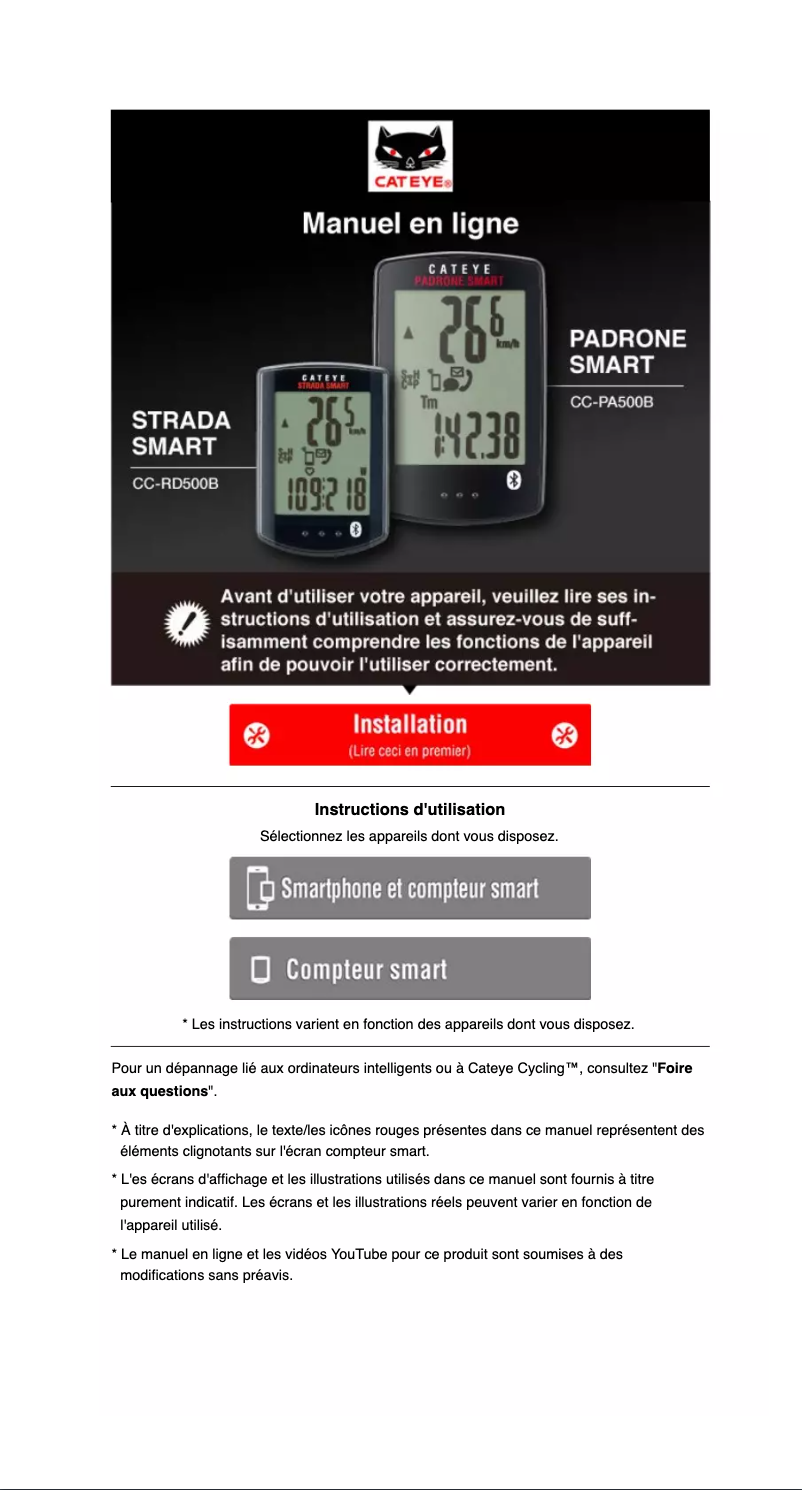 Página 1 del manual Manual de instrucciones Cateye Strada Smart CC-RD500B