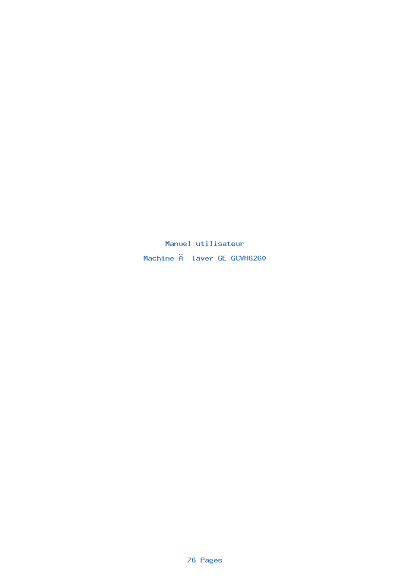 Page 1 de la notice Manuel utilisateur GE GCVH6260