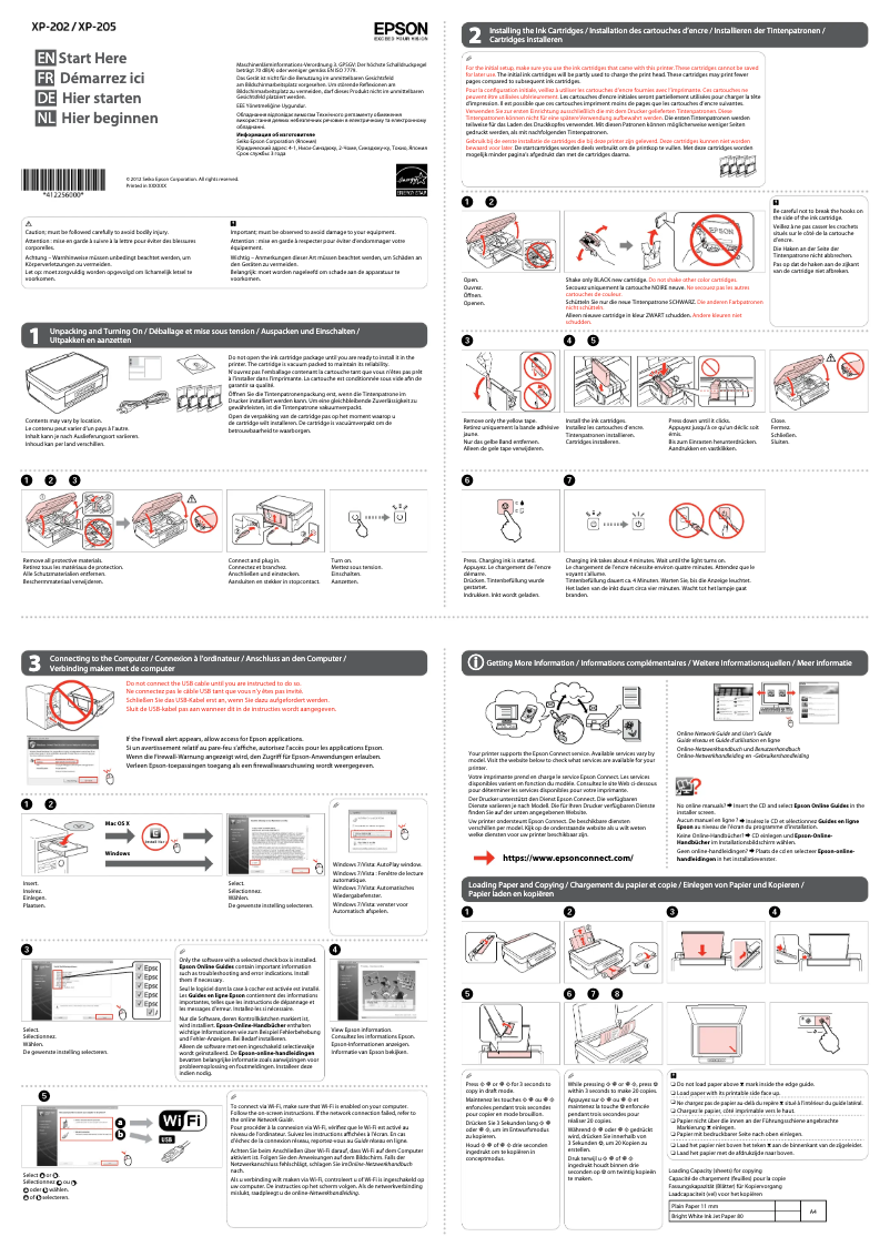 Page 1 de la notice Mode d'emploi Epson Expression Home XP-202