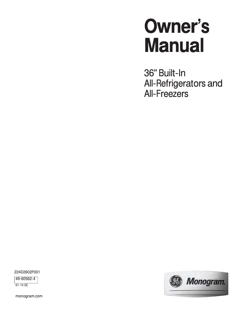 Página 1 del manual Manual de uso y mantenimiento GE ZIR360NXRH