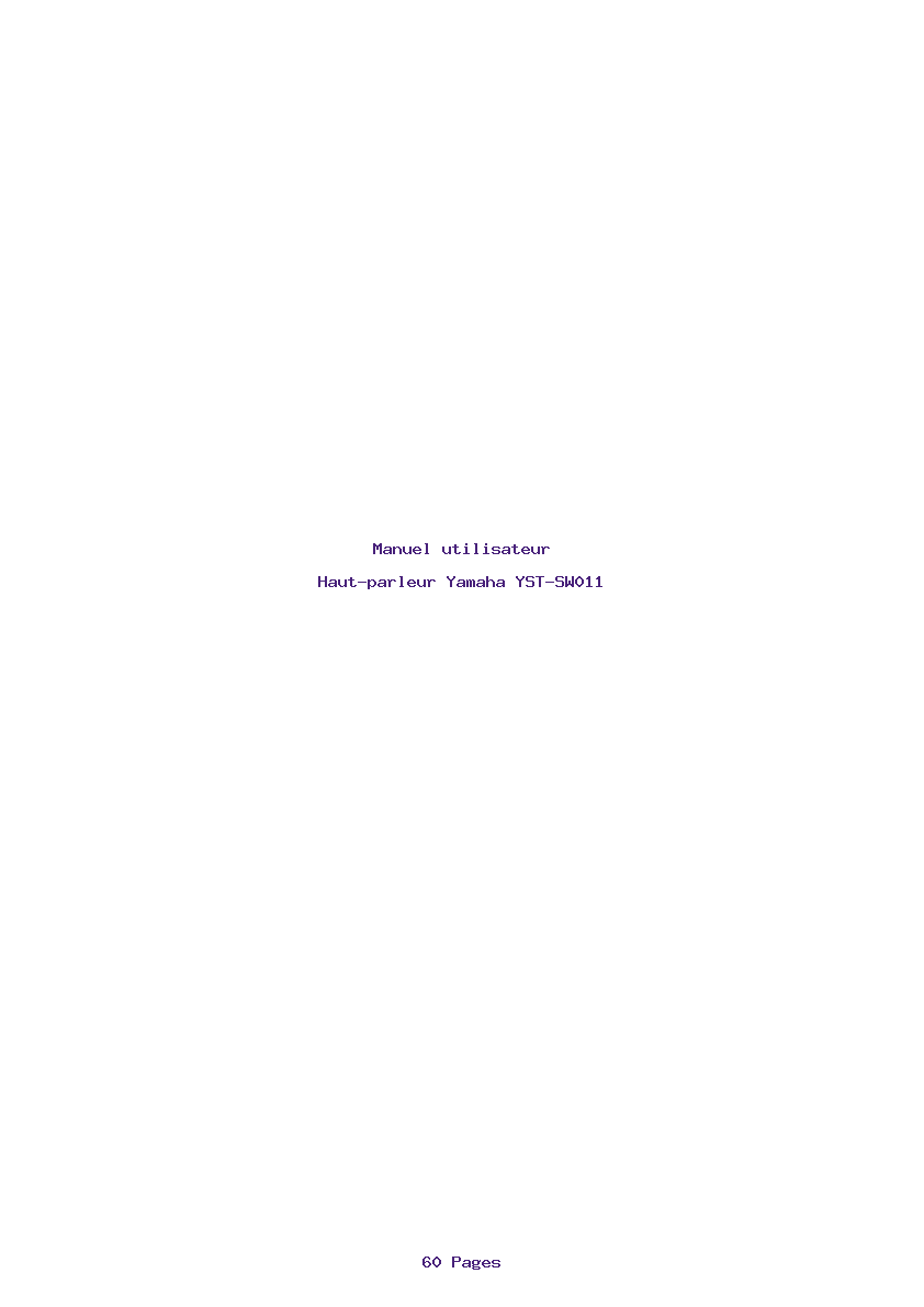 Page 1 de la notice Manuel utilisateur Yamaha YST-SW011