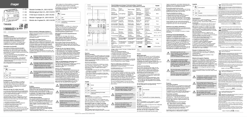 Page 1 de la notice Manuel utilisateur Hager TXA306