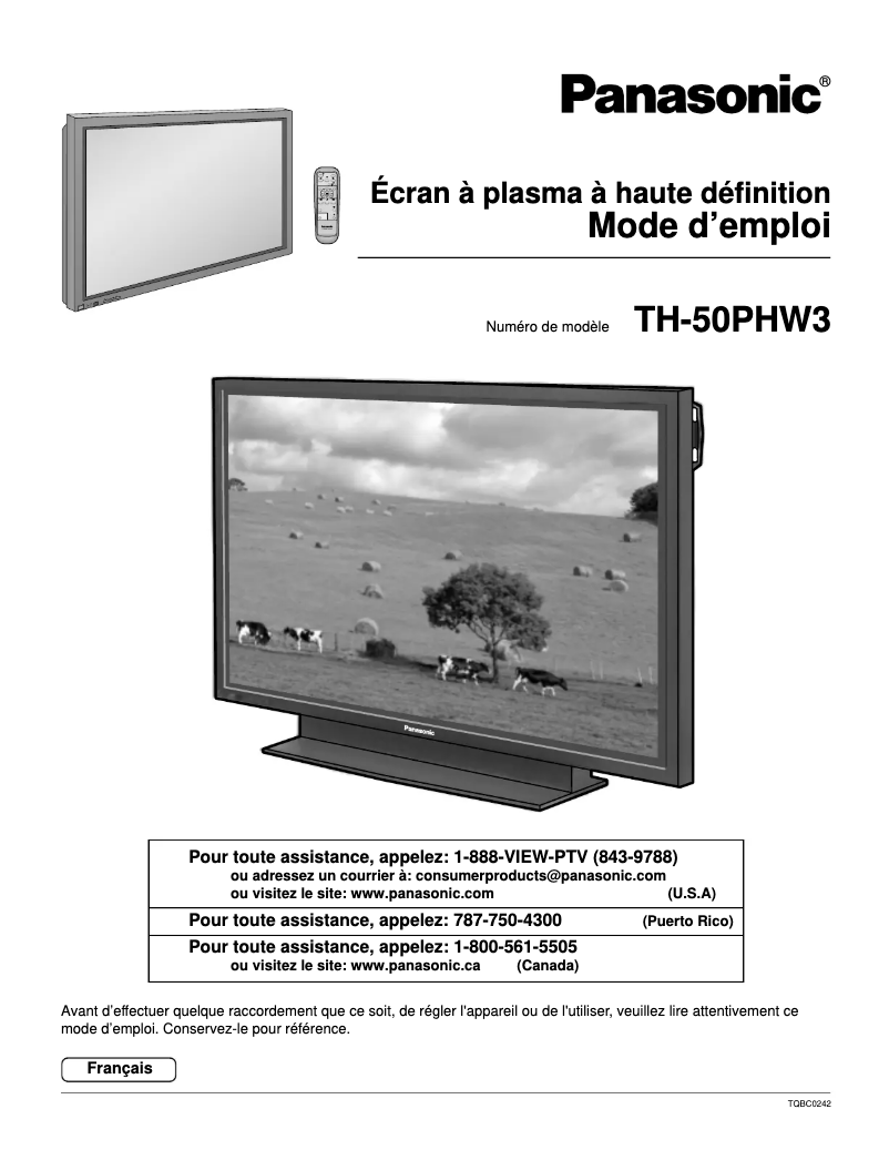 Page 1 de la notice Manuel utilisateur Panasonic TH-50PHW3U