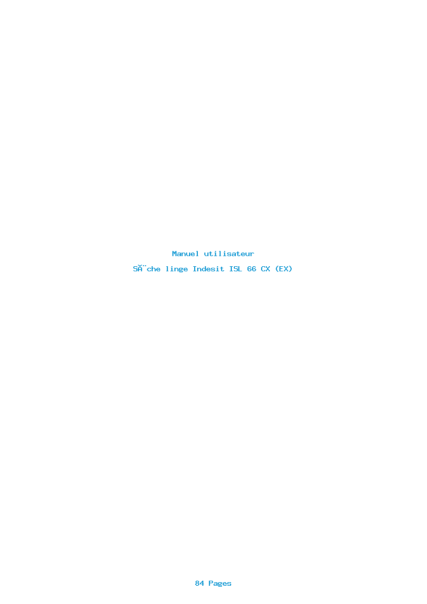 Page 1 de la notice Manuel utilisateur Indesit ISL 66 CX (EX)
