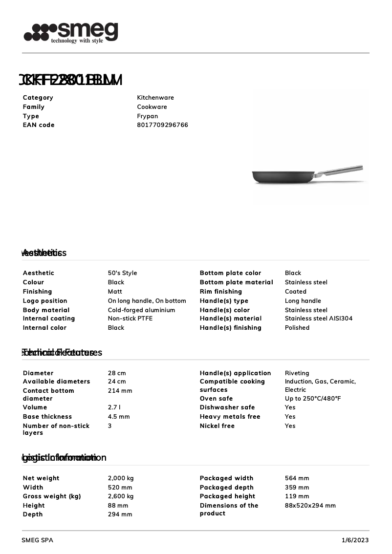 Page 1 de la notice Brochure Smeg CKFF2801BLM