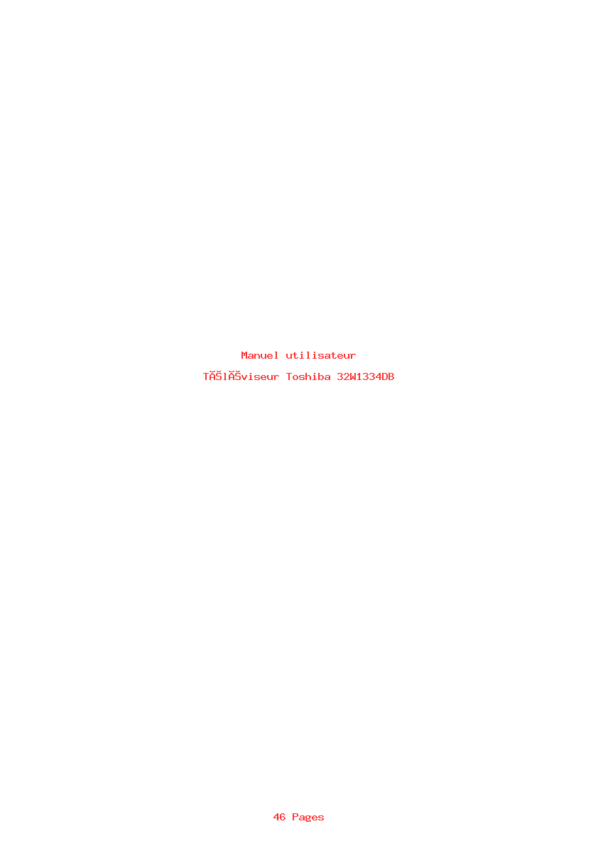 Page 1 de la notice Manuel utilisateur Toshiba 32W1334DB