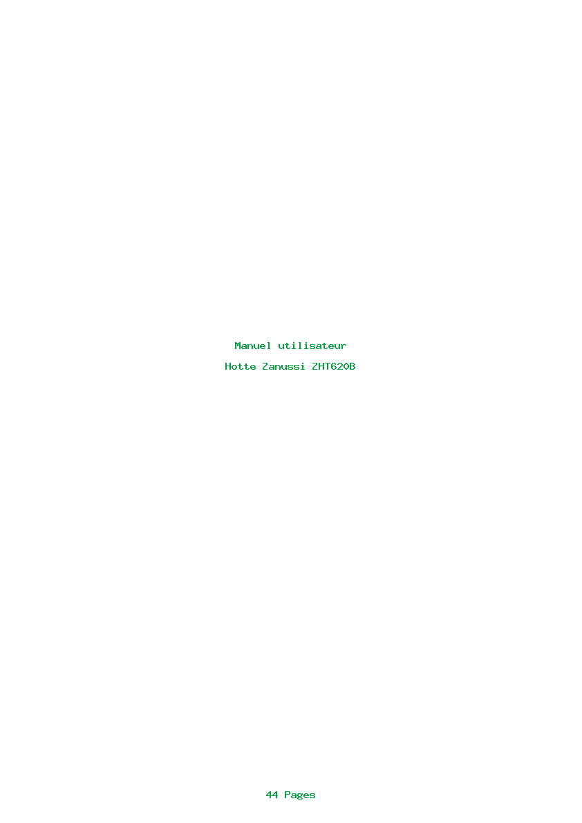 Page 1 de la notice Manuel utilisateur Zanussi ZHT620B