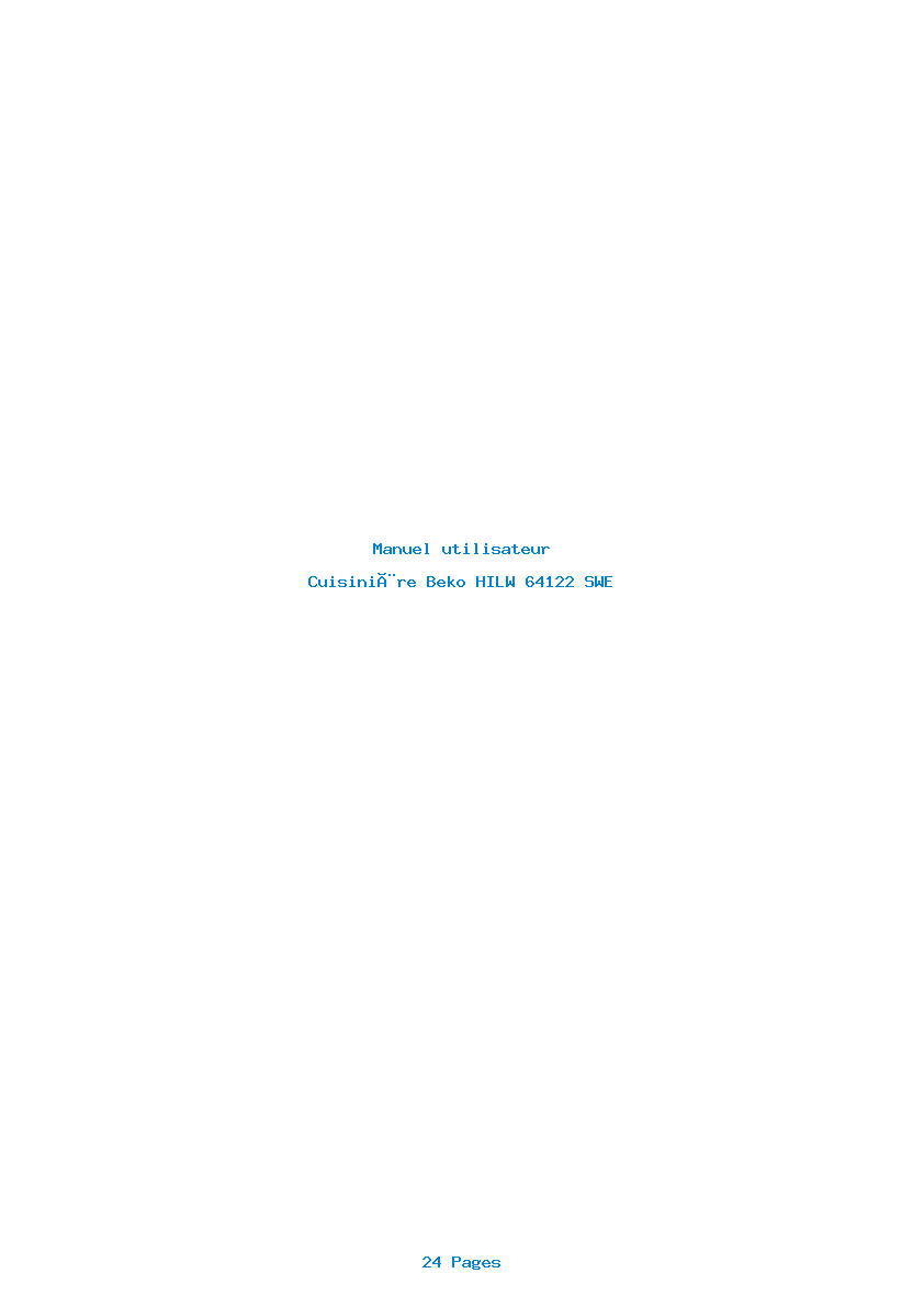 Page 1 de la notice Manuel utilisateur Beko HILW 64122 SWE