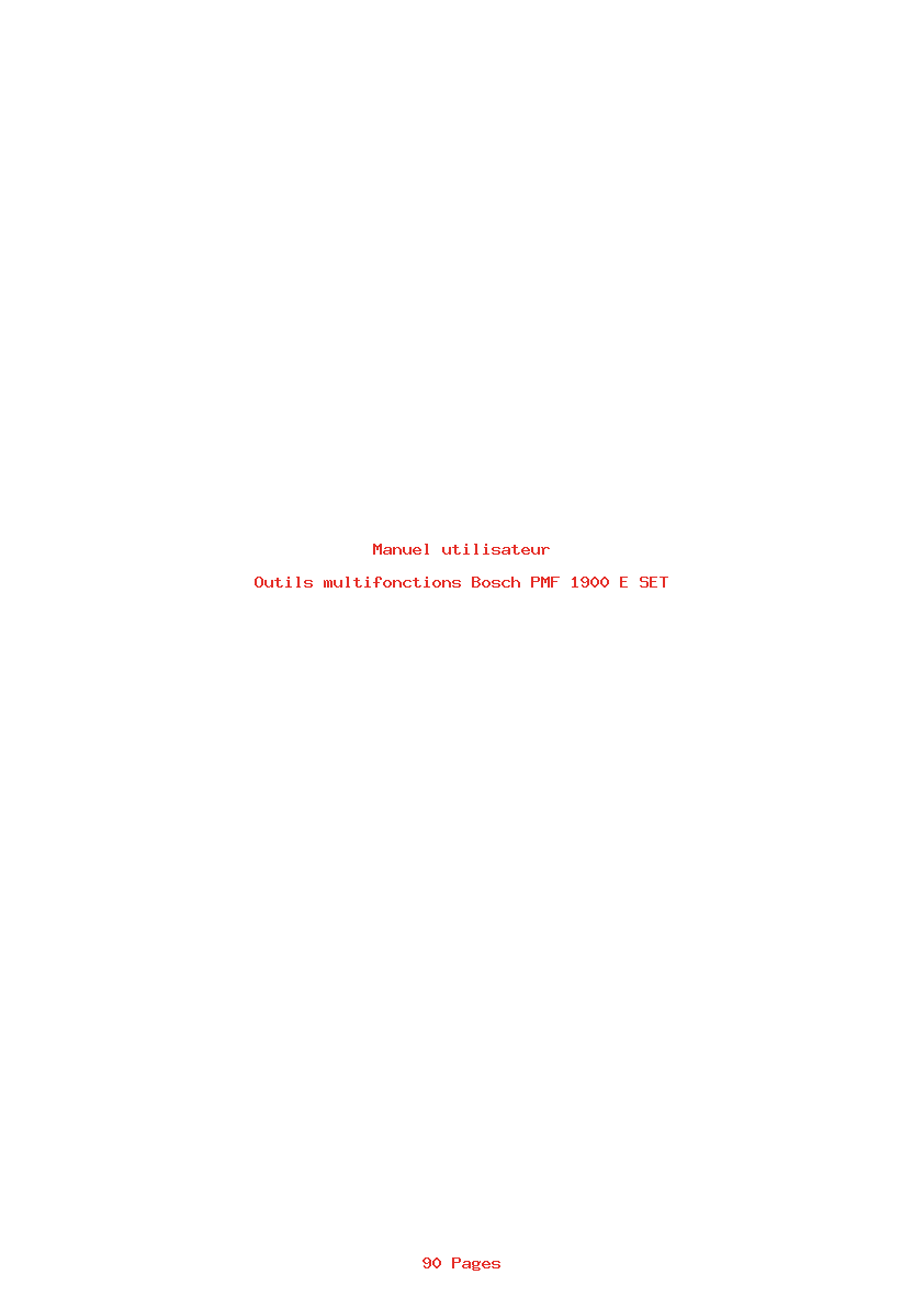 Page 1 de la notice Manuel utilisateur Bosch PMF 1900 E SET