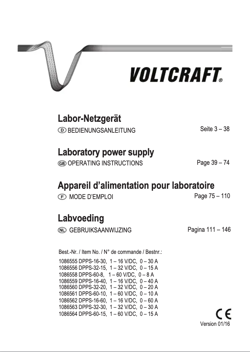 Page 1 de la notice Manuel utilisateur Voltcraft DPPS-32-30