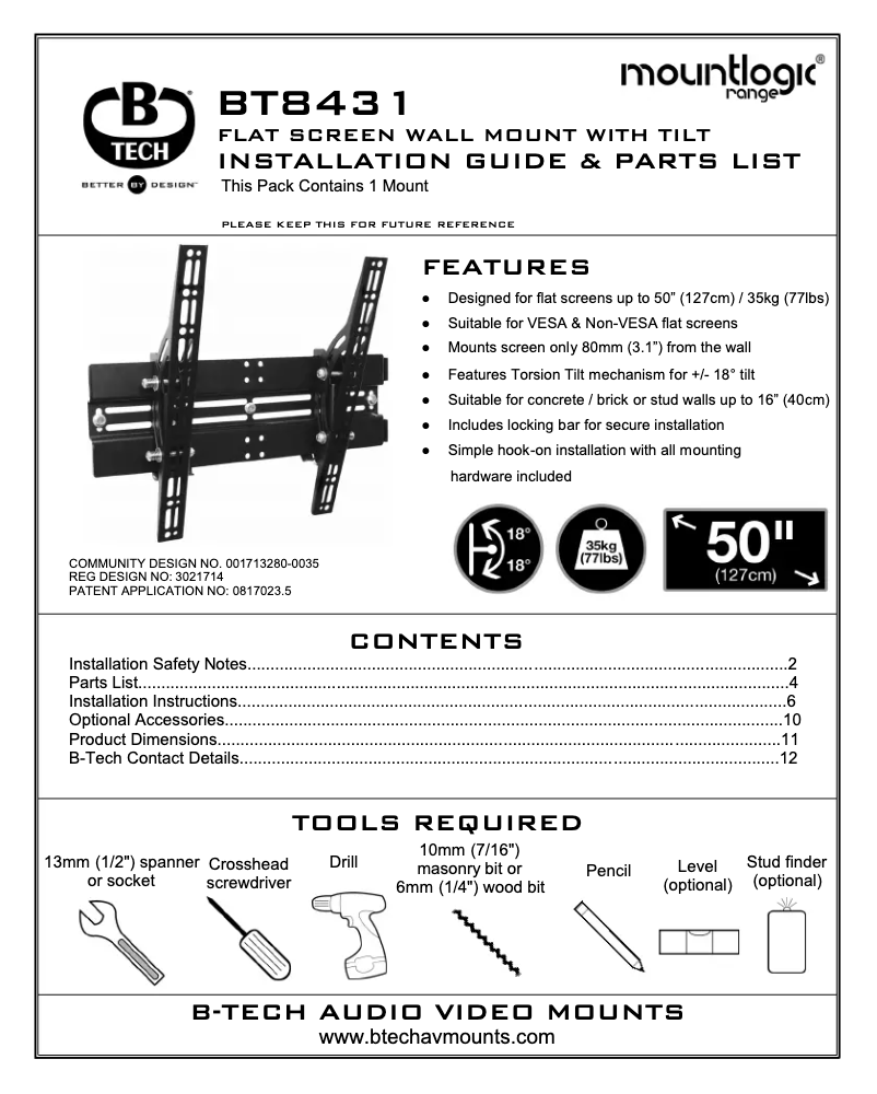 Page 1 of the manual User Manual B-Tech BT8431