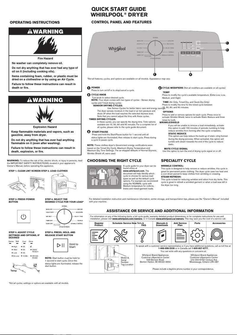 Página 1 del manual Guía de inicio rápido Whirlpool WGD6150PB