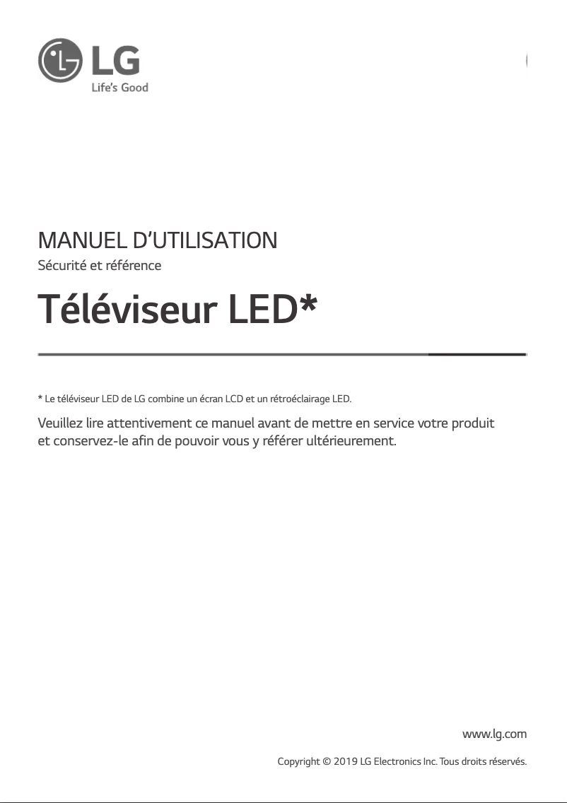 Page 1 de la notice Manuel utilisateur LG 49SM86007LA