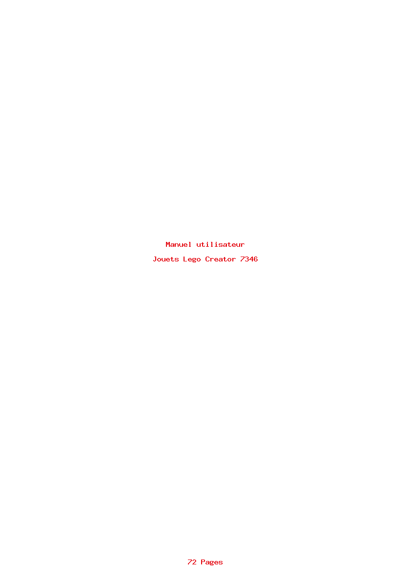 Page 1 de la notice Manuel utilisateur Lego Creator 7346