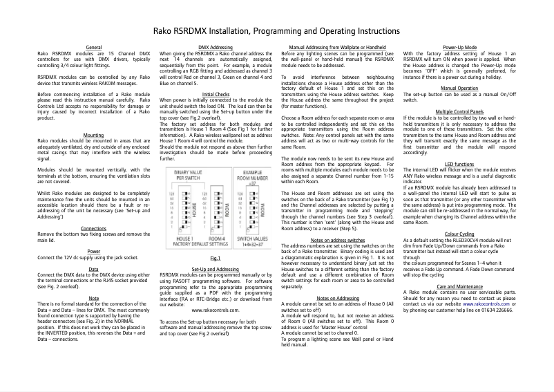 Página 1 del manual Manual de usuario Rako RSRDMX