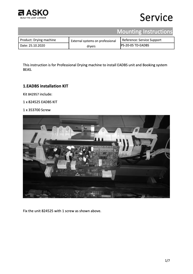 Page 1 de la notice Manuel utilisateur Asko TDC1771HC.S
