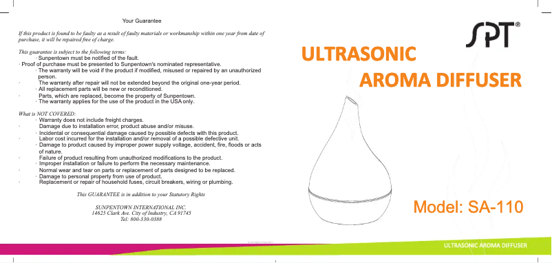 Page 1 de la notice Manuel utilisateur SPT SA-110