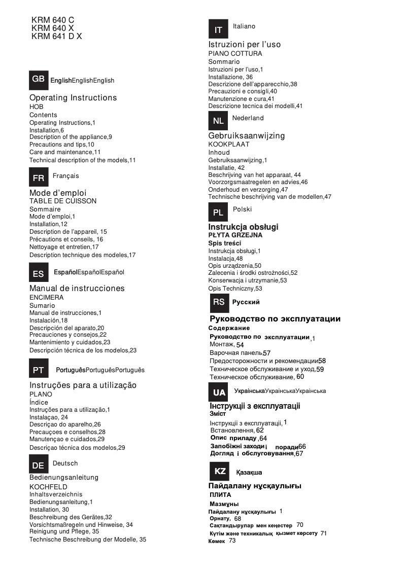 Página 1 del manual Manual de usuario Hotpoint KRM 640 C