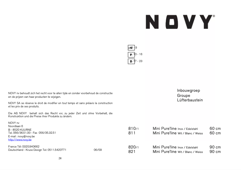 Page 1 de la notice Manuel utilisateur Novy D811