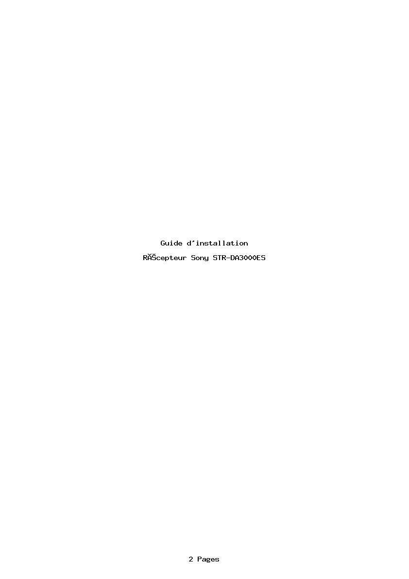 Page 1 de la notice Guide d'installation Sony STR-DA3000ES