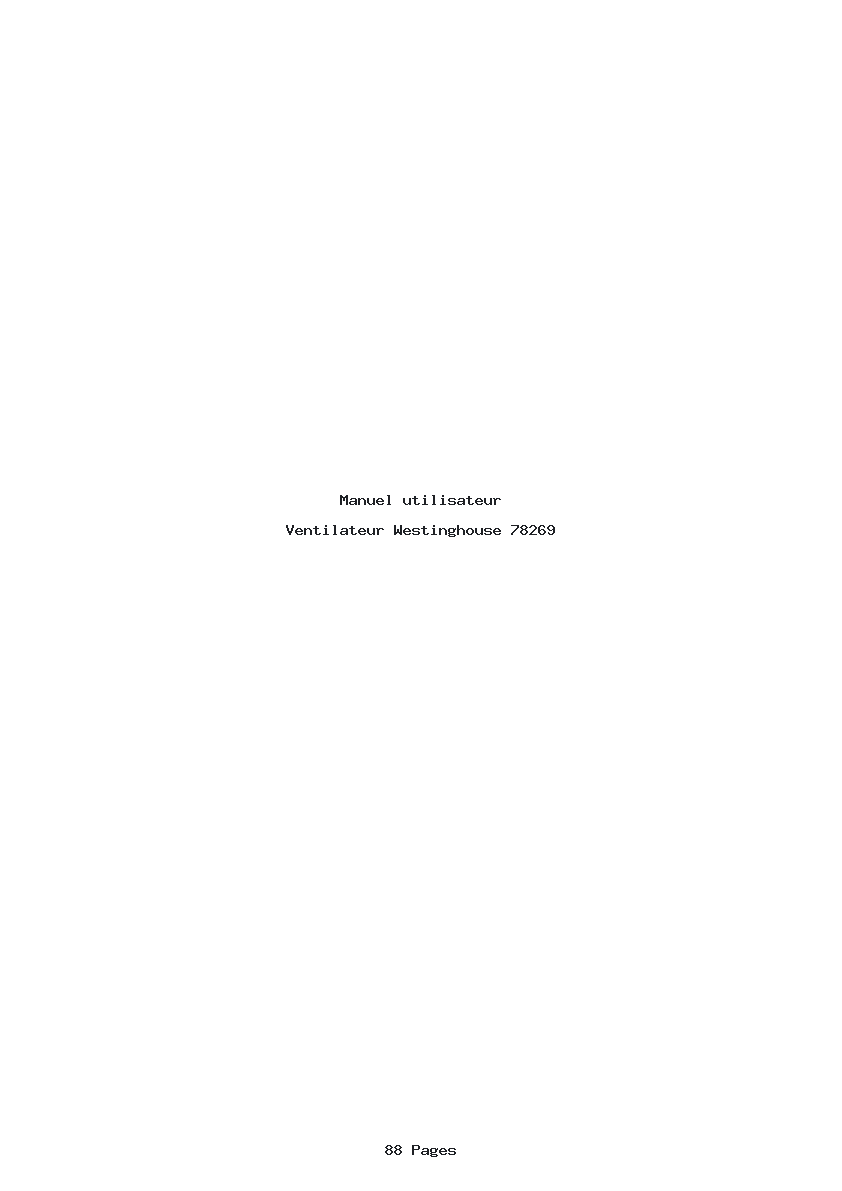 Page 1 de la notice Manuel utilisateur Westinghouse 78269