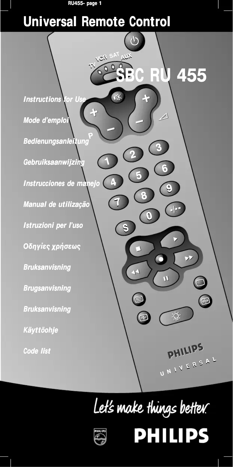 Page 1 de la notice Manuel utilisateur Philips SBC RU 455