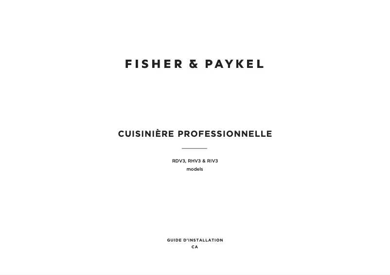 Page 1 de la notice Guide d'installation Fisher & Paykel RIV3-486
