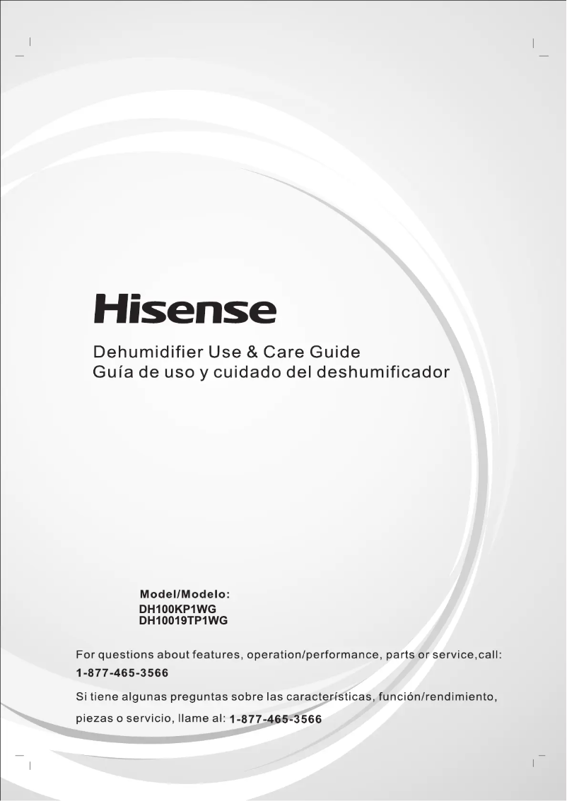 Page 1 de la notice Manuel utilisateur Hisense DH10019TP1WG
