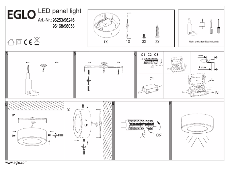 Page 1 de la notice Manuel utilisateur Eglo Botholino