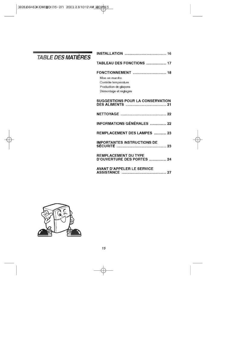 Page 1 de la notice Manuel utilisateur LG LRTN18320WW