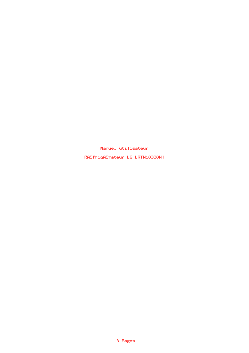 Page 1 de la notice Manuel utilisateur LG LRTN18320WW