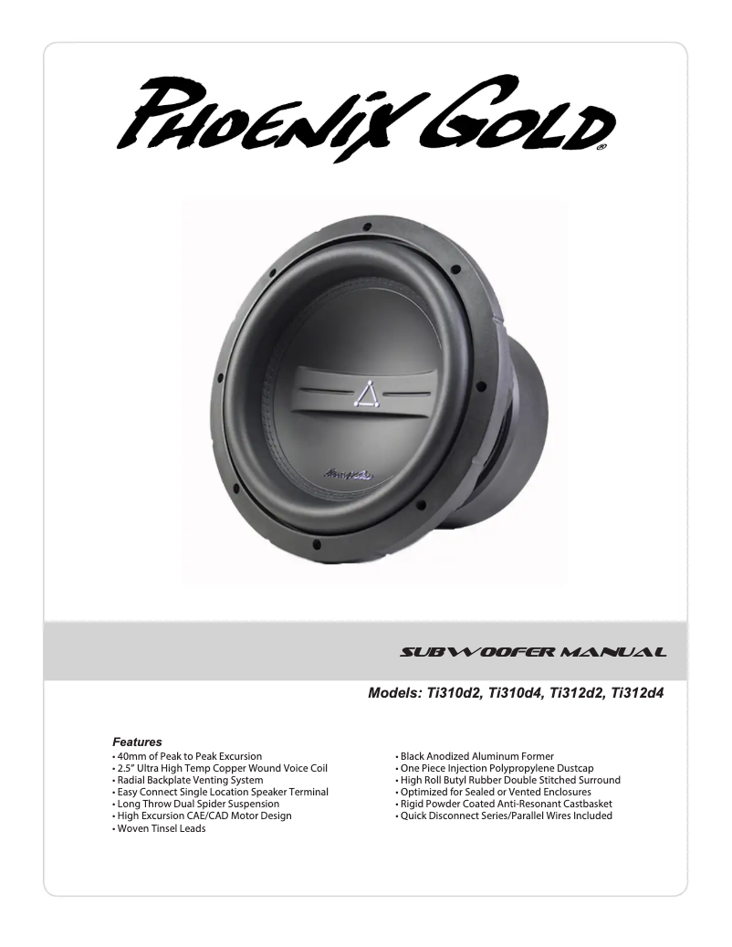 Page 1 de la notice Manuel utilisateur Phoenix Gold Ti310d4