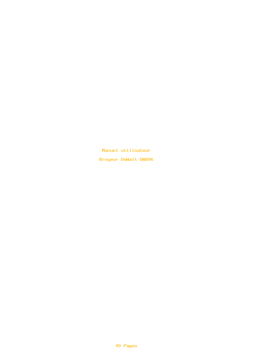 Page 1 de la notice Manuel utilisateur DeWalt DW806