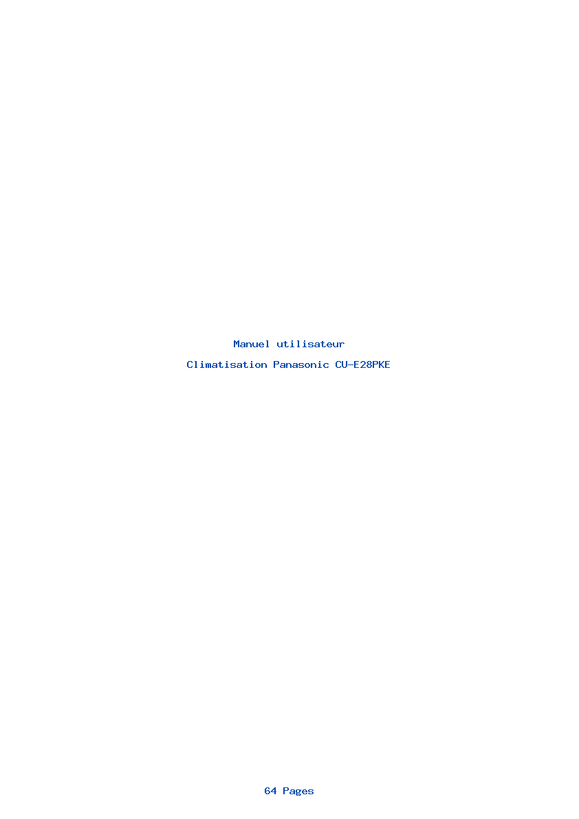 Page 1 de la notice Manuel utilisateur Panasonic CU-E28PKE