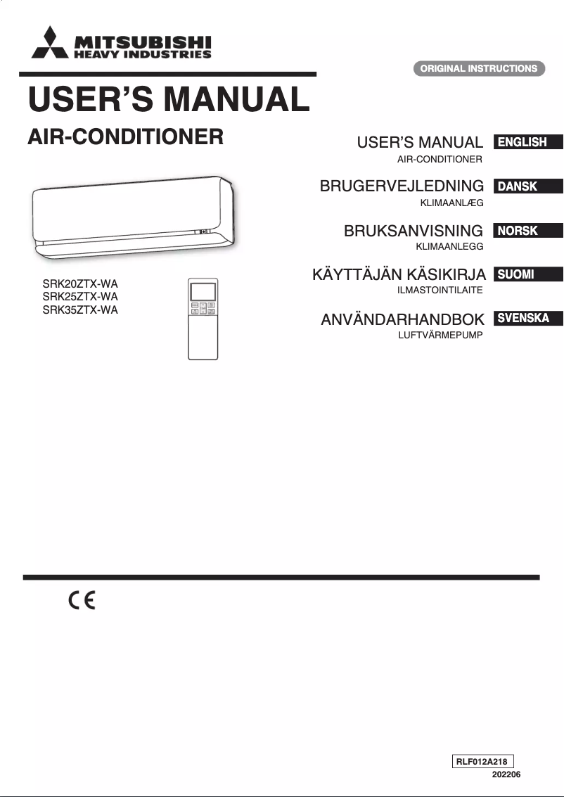 Página 1 del manual Manual de usuario Mitsubishi SRK20ZTX-WA