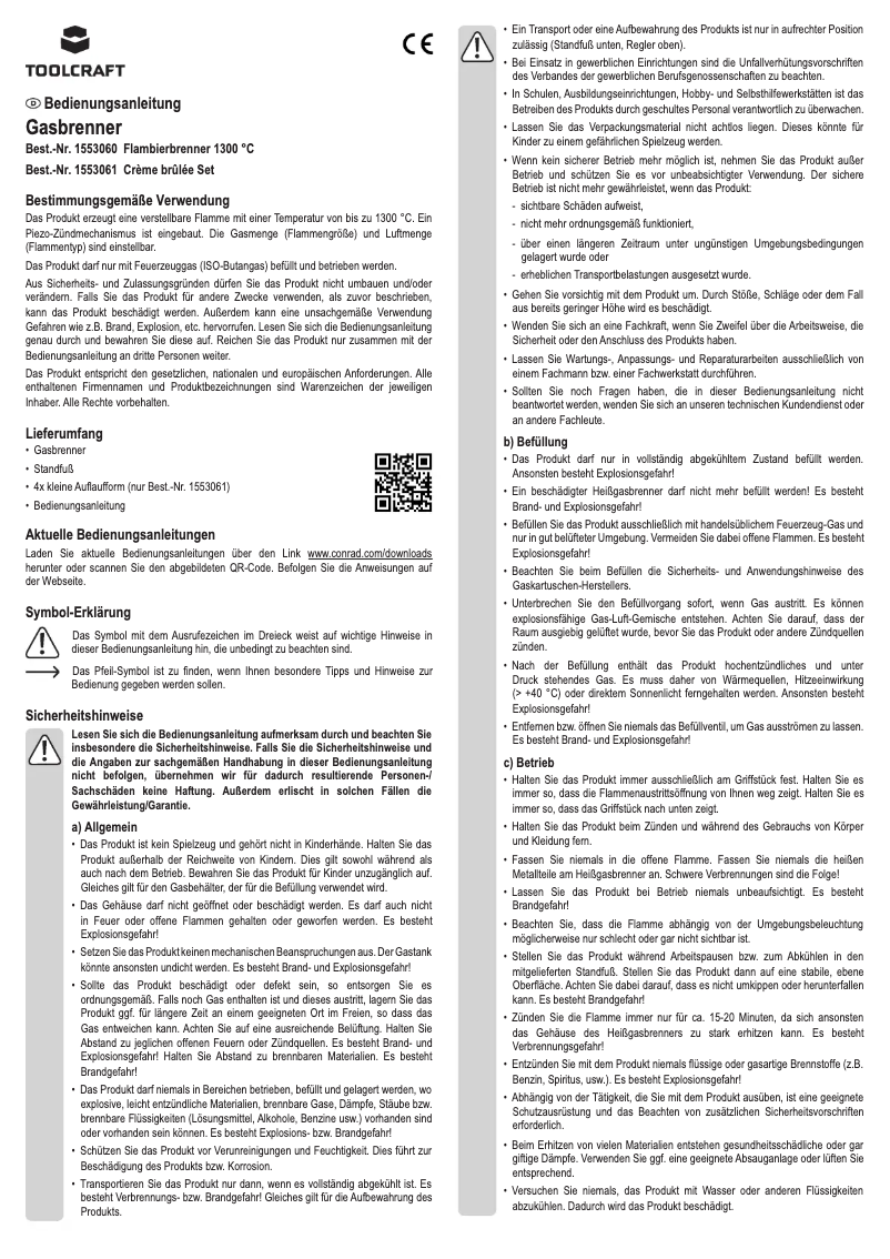 Page 1 de la notice Manuel utilisateur Toolcraft 1553060