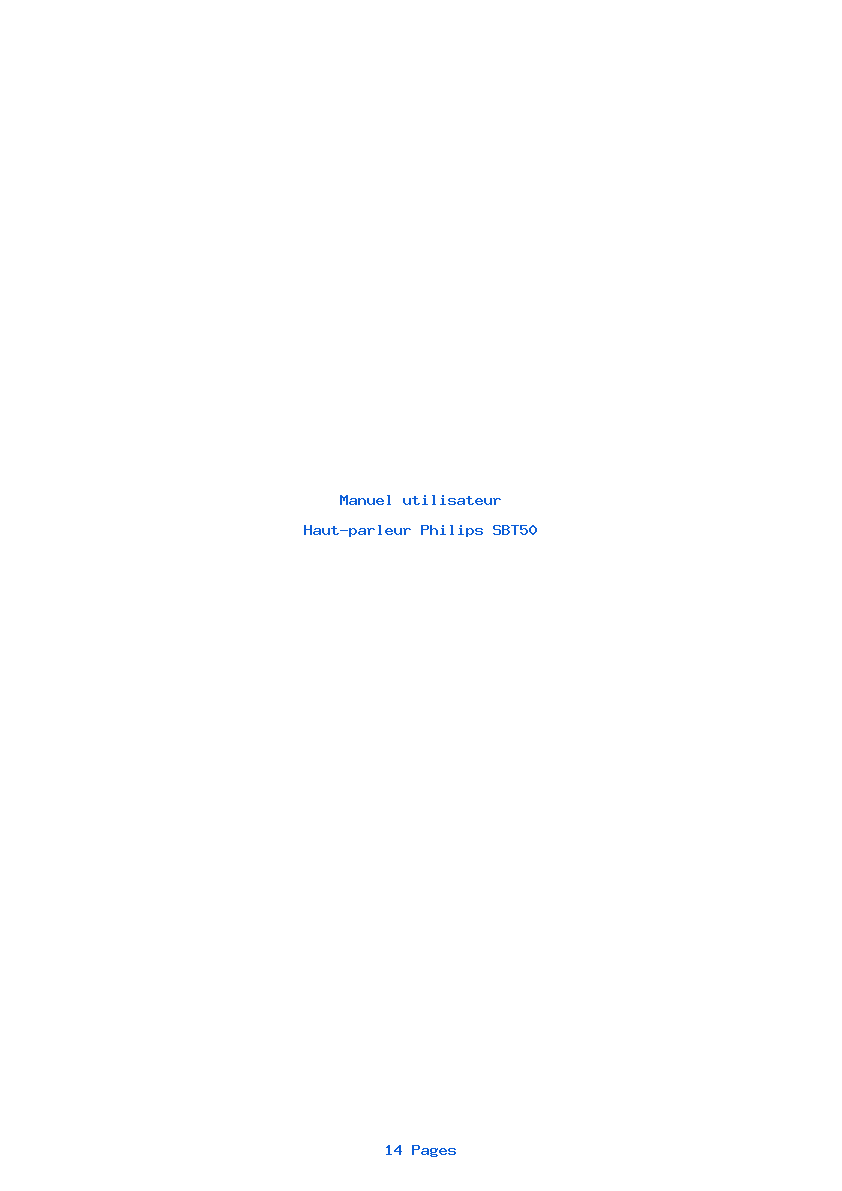Page 1 de la notice Manuel utilisateur Philips SBT50