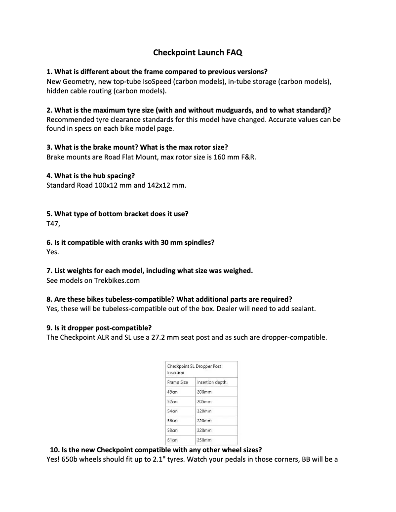 Page 1 of the manual FAQ Trek Checkpoint SLR