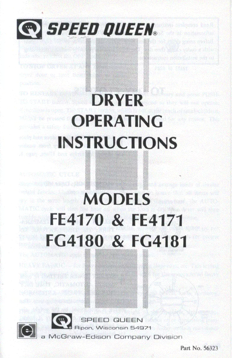 Página 1 del manual Manual de usuario Speed Queen FG4181