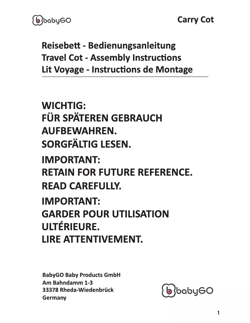 Page 1 de la notice Manuel utilisateur BabyGO Moonstars