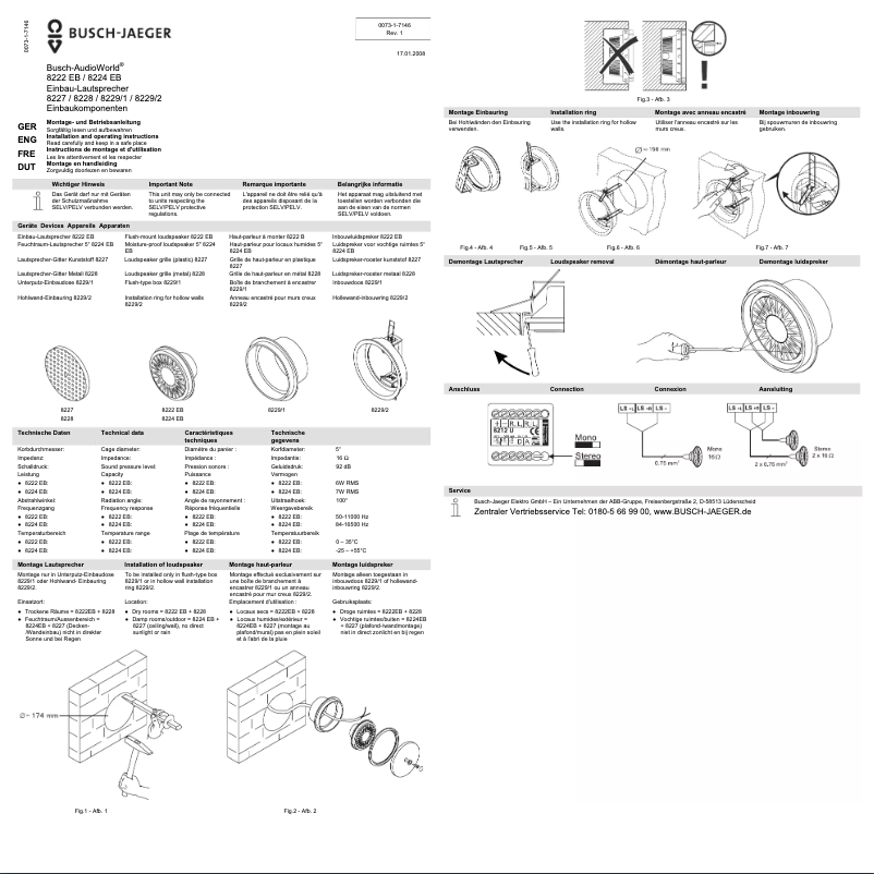 Page 1 de la notice Manuel utilisateur Busch-Jaeger 2CKA008200A0109