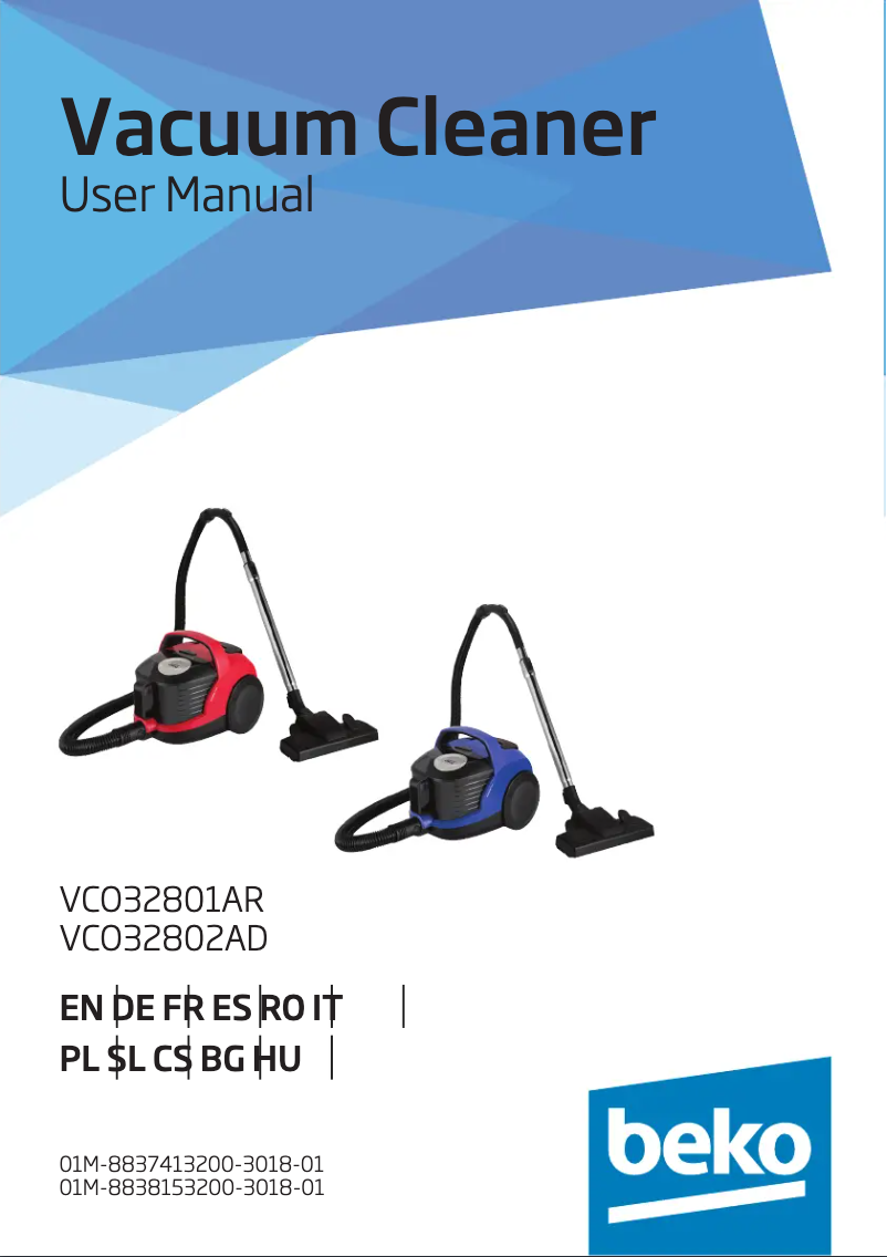 Page 1 de la notice Manuel utilisateur Beko VCO 32802 AD