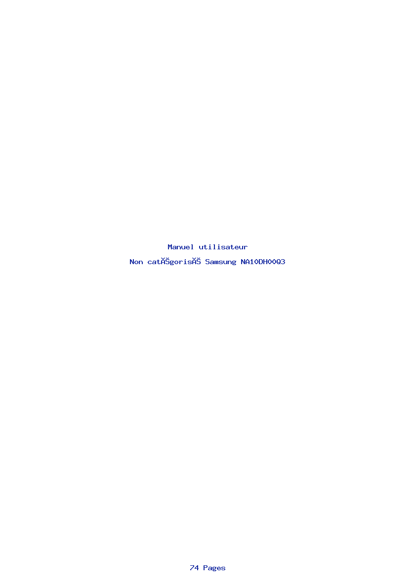Page 1 de la notice Manuel utilisateur Samsung NA10DH00Q3