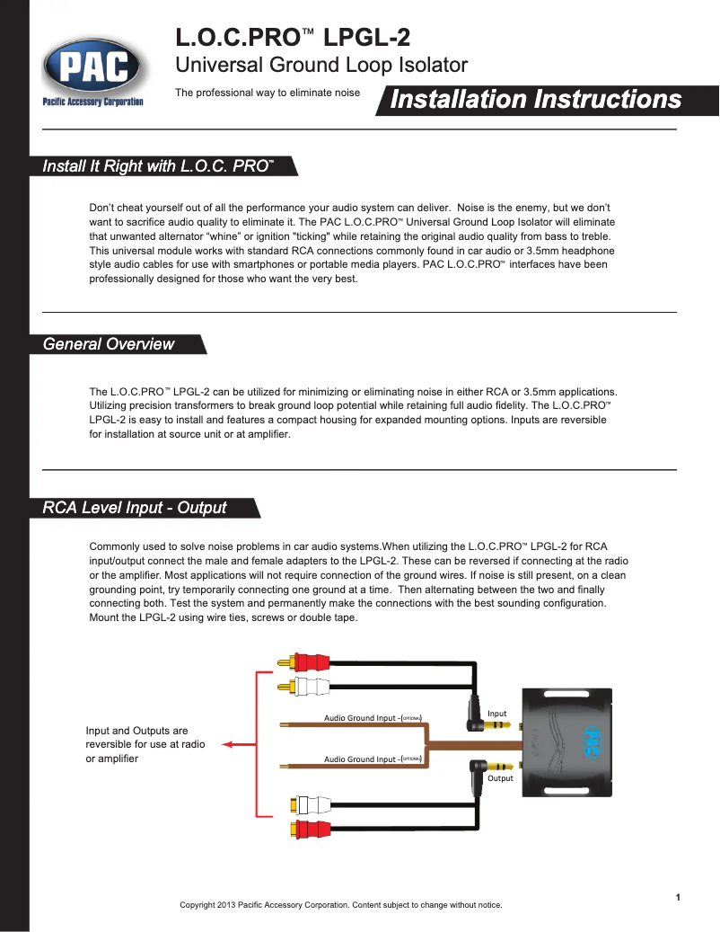 Page 1 de la notice Manuel utilisateur PAC LPGL-2