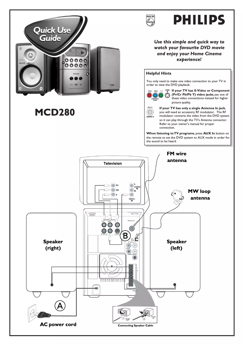 Page 1 of the manual Quick Start Guide Philips MCD280