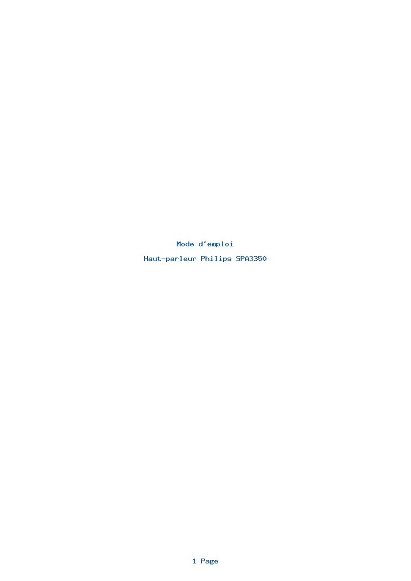 Page 1 de la notice Mode d'emploi Philips SPA3350